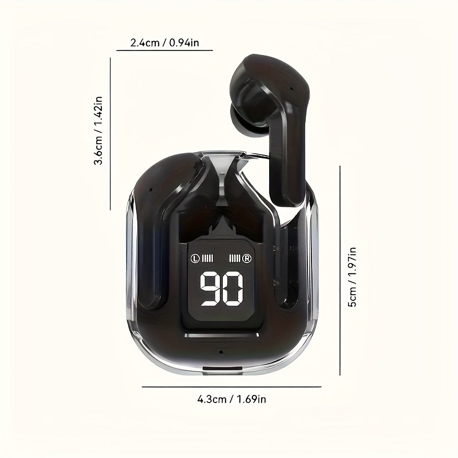 [Auriculares inalámbricos de moda] Auriculares inalámbricos Space Capsule transparentes | Reducción de ruido, carga tipo C, diseño negro elegante, cómodos y ligeros, perfectos para deportes, desplazamientos y entretenimi