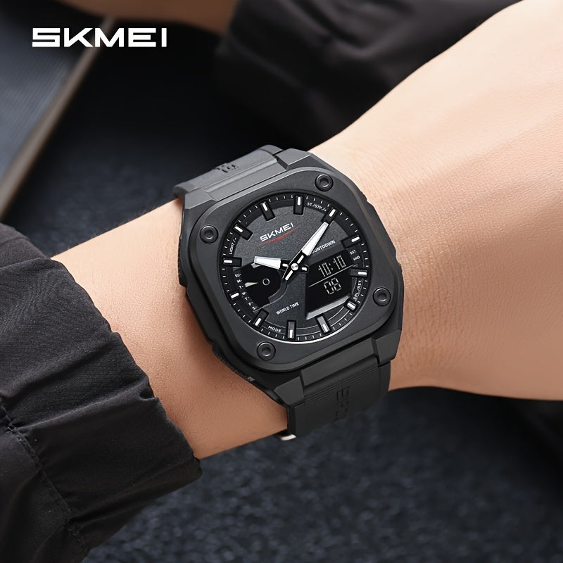 [Reloj analógico digital SKMEI] Reloj analógico digital unisex SKMEI | Pantalla dual, resistente al agua hasta 30 m, cronómetro, ventana de fecha, a prueba de golpes, correa de TPU y hebilla de acero inoxidable, ideal para
