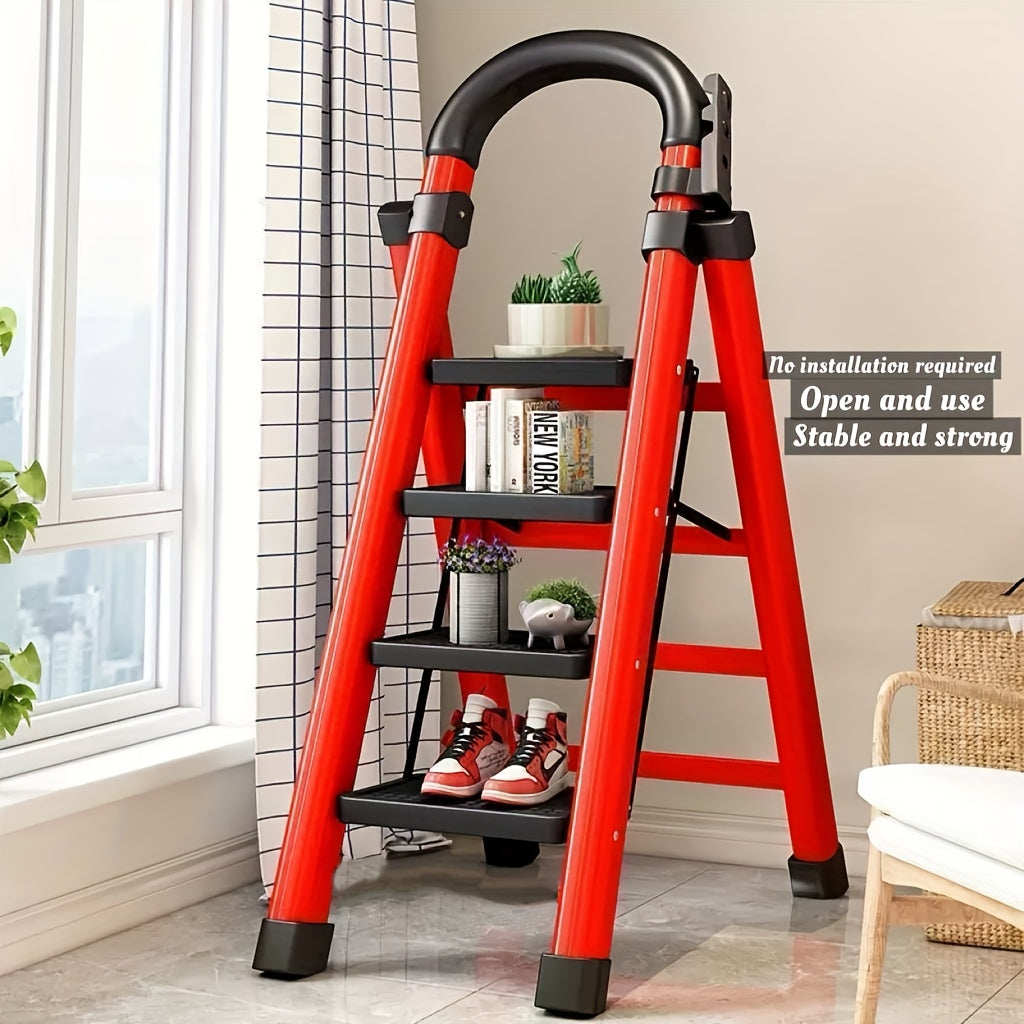 Escalera plegable portátil de alta resistencia de 3, 4 o 5 peldaños, con capacidad de 227 kg, de plástico duradero con peldaños antideslizantes, ligera y portátil, ideal para uso doméstico e industrial.