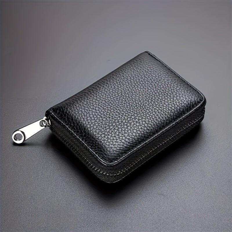Cartera ultrafina de piel sintética con bloqueo RFID para hombre: 20 ranuras para tarjetas + 2 para DNI, cierre de cremallera seguro, diseño minimalista y elegante, resistente para uso diario y profesional, regalo perfecto