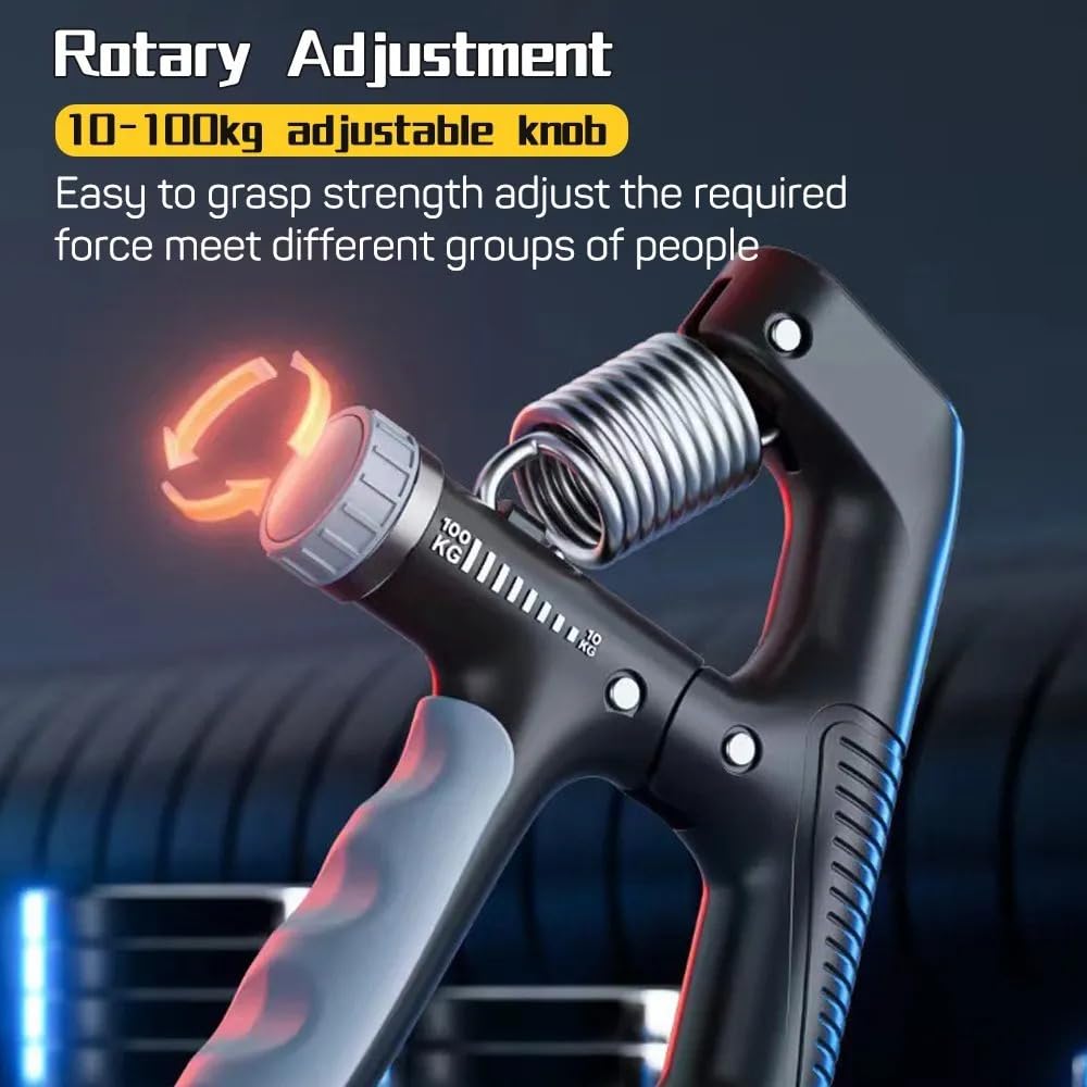 Fortalecedor de agarre manual, paquete de 2, resistencia ajustable de 10 a 100 kg (22-220 lb), ejercitador de antebrazo, entrenador de fuerza de agarre para desarrollo muscular y recuperación de lesiones, manos aeróbicas