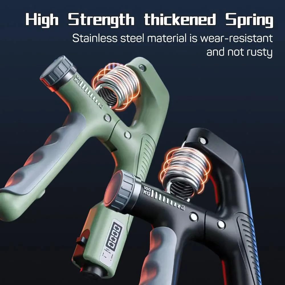 Fortalecedor de agarre manual, paquete de 2, resistencia ajustable de 10 a 100 kg (22-220 lb), ejercitador de antebrazo, entrenador de fuerza de agarre para desarrollo muscular y recuperación de lesiones, manos aeróbicas