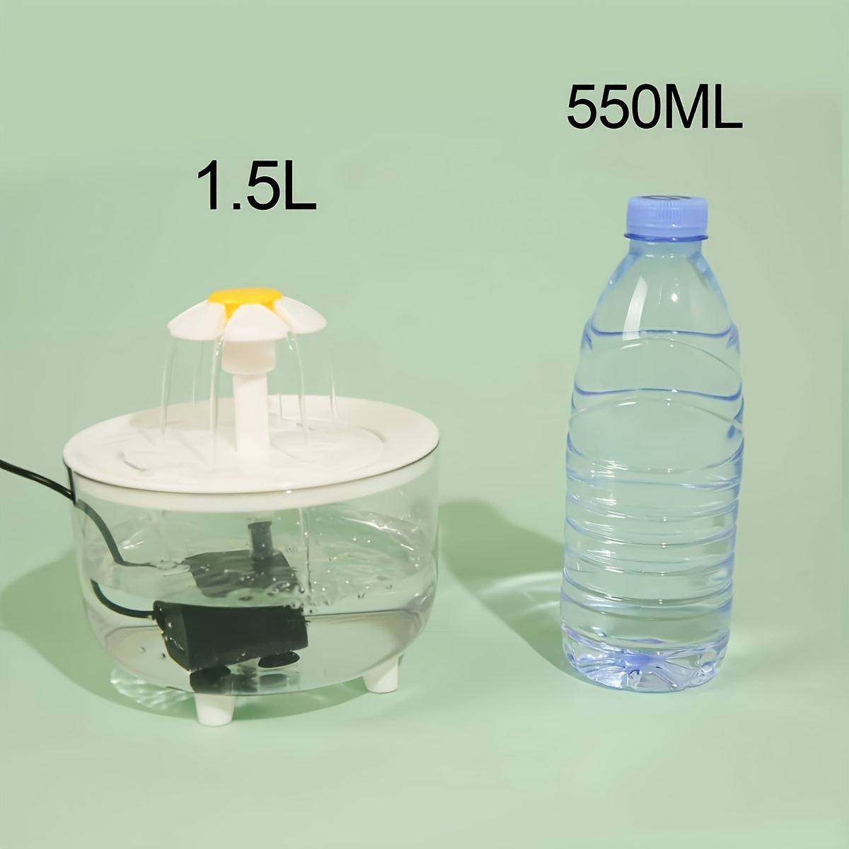 Bebedero ultrasilencioso transparente de 1,5 litros para mascotas, con 1 bomba de agua, alimentado por USB, fácil de limpiar, sin BPA, apto para gatos y mascotas pequeñas, sin batería.