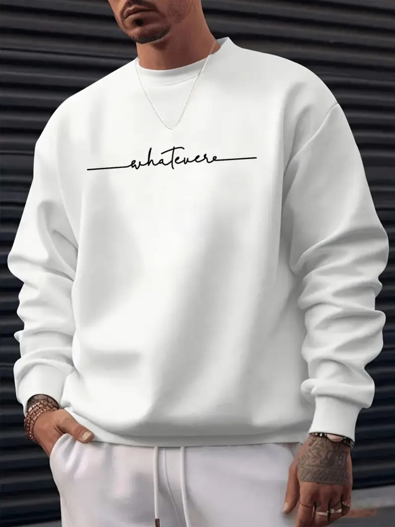 Sudadera informal de cuello redondo para hombre con estampado "Always", manga larga, corte regular, mezcla de algodón, ideal para otoño/invierno, esencial para ir al trabajo, envío local. Sudadera con capucha.