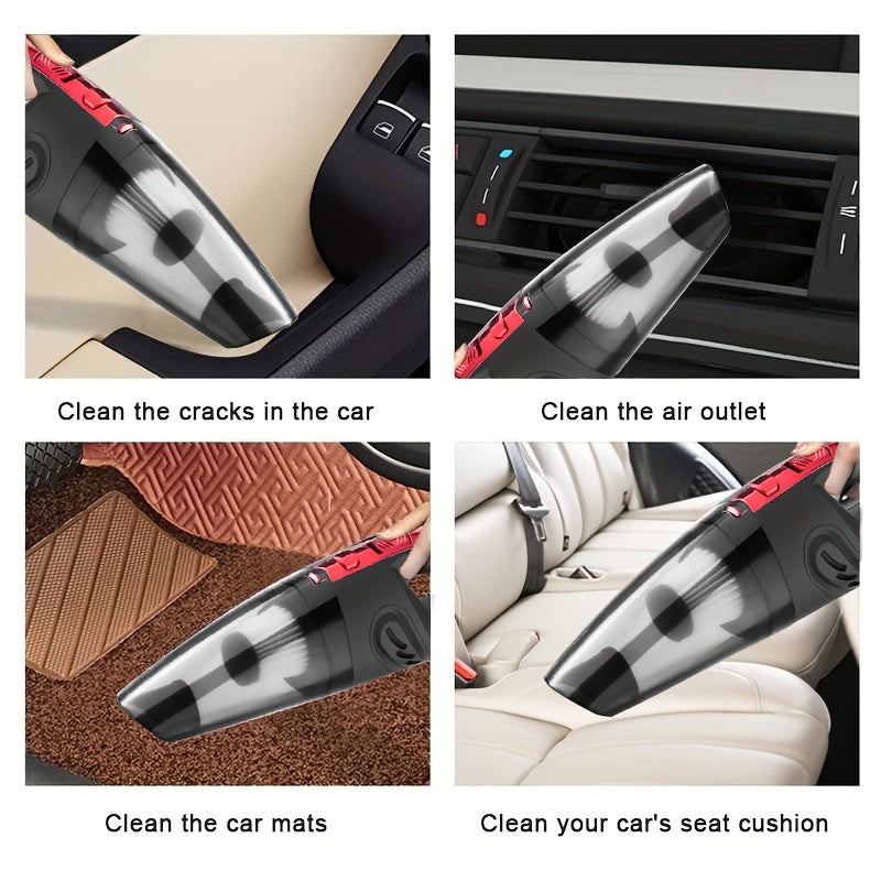 Aspiradora de mano para coche con potente succión de 4200 PA, gran capacidad de 1800 mAh, bajo nivel de ruido, con cinco accesorios a juego para el cuidado del interior del coche, la limpieza del hogar y de mascotas, accesor