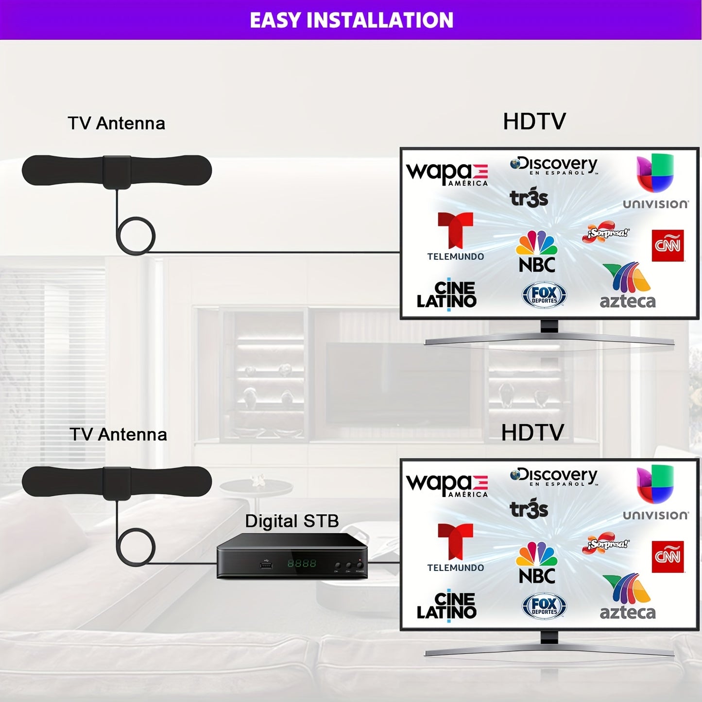 Antena de TV 2025, antena de radio para canales locales, antena digital para Smart TV de interior con base magnética resistente, recepción 360°, antena HDTV para televisores sin cable, compatible con 8K, 4K y 1080P, antena