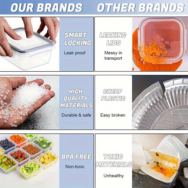 Juego de 48 recipientes de almacenamiento de alimentos de lujo de alta calidad: diseño sellado, libre de BPA, tapa fácil de cerrar, apilable y apto para microondas; incluye 24 recipientes, 24 tapas, etiquetas gratuitas y ro