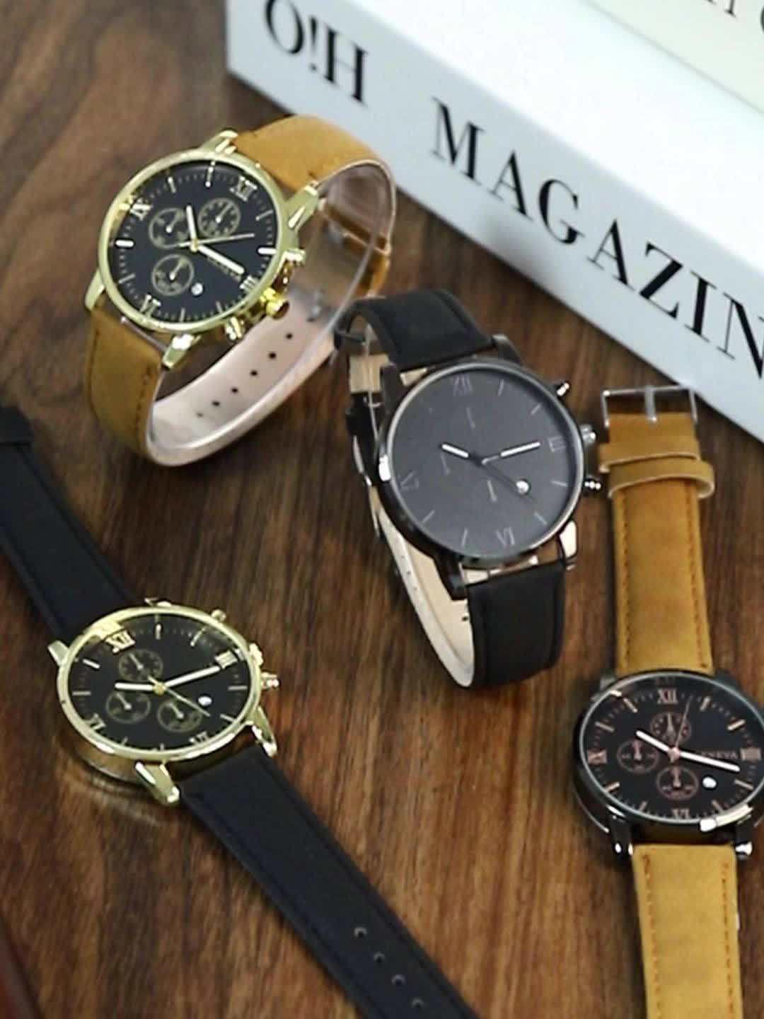 [Conjunto de relojes de moda para hombre] Conjunto de 2 relojes de moda para hombre, movimiento de cuarzo, indicador de fecha, reloj informal para hombre, reloj de negocios, ideal para uso diario, opción ideal.