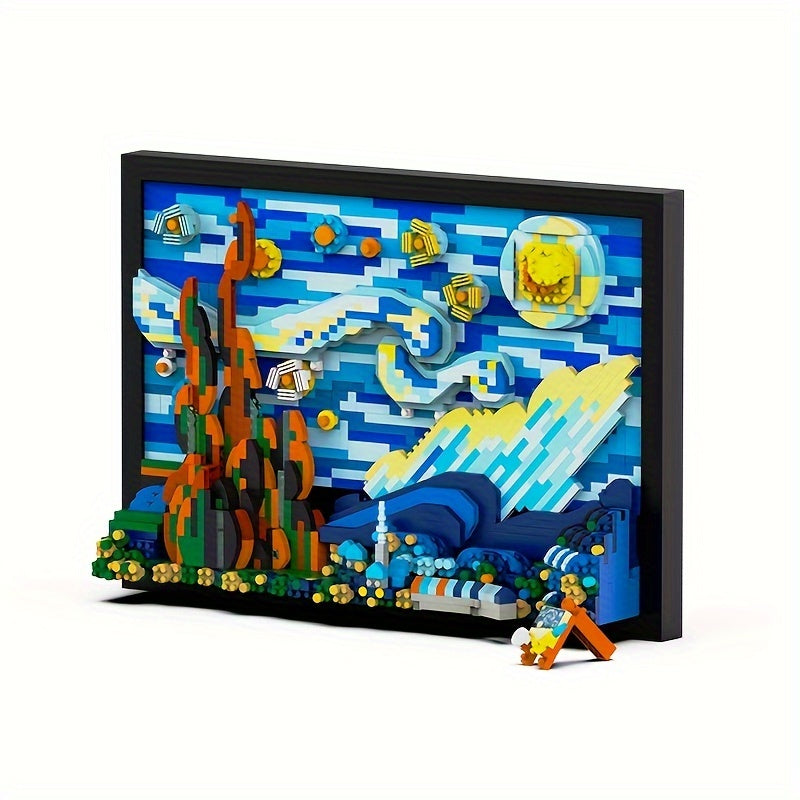 Juego de bloques de construcción 3D de Noche Estrellada para adultos (1731 piezas): reproducciones de pinturas famosas, juguetes de material ABS, decoración del hogar, rompecabezas educativos y creativos, regalos para amant