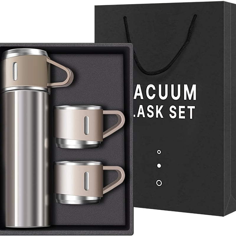 Botella térmica de acero inoxidable de 500 ml/16,9 oz con aislamiento al vacío y taza: aislamiento térmico de doble pared, taza de viaje a prueba de fugas, mantiene bebidas calientes o frías durante horas, elegante color