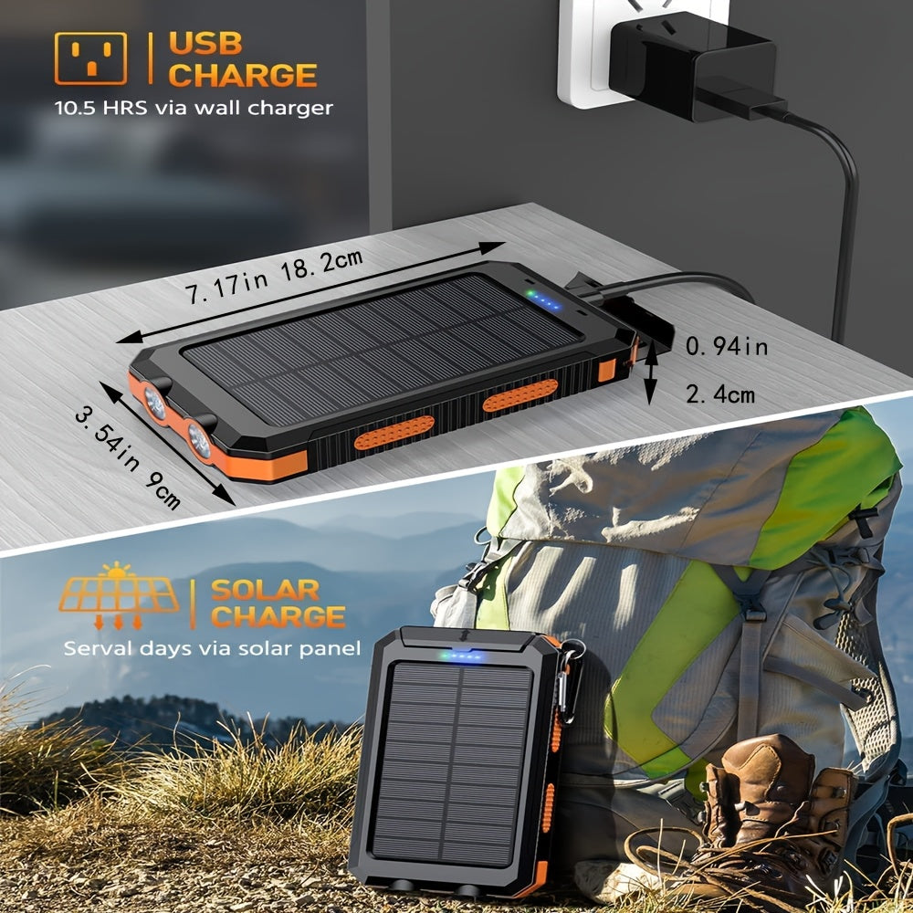 [Banco de energía solar de 38800 mAh] Banco de energía solar de alta calidad de 38800 mAh | Cargador portátil USB-C para exteriores con linterna y brújula para acampar, hacer senderismo y viajar