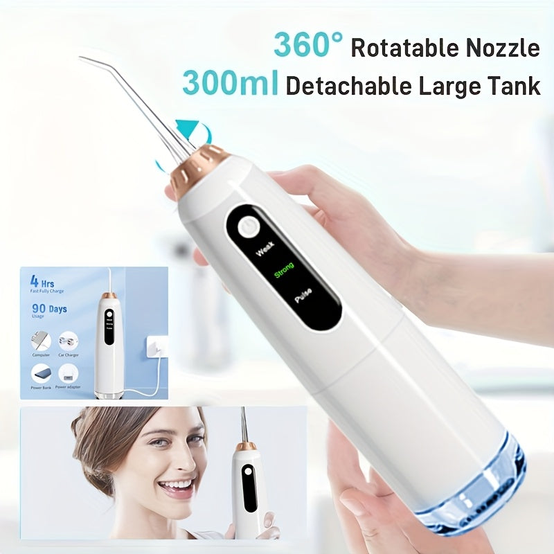 Cepillo dental inalámbrico portátil de 3 modos, recargable para viajes, con hilo dental eléctrico, boquilla de 4 funciones, ideal para el hogar, regalo para el Día de la Madre.