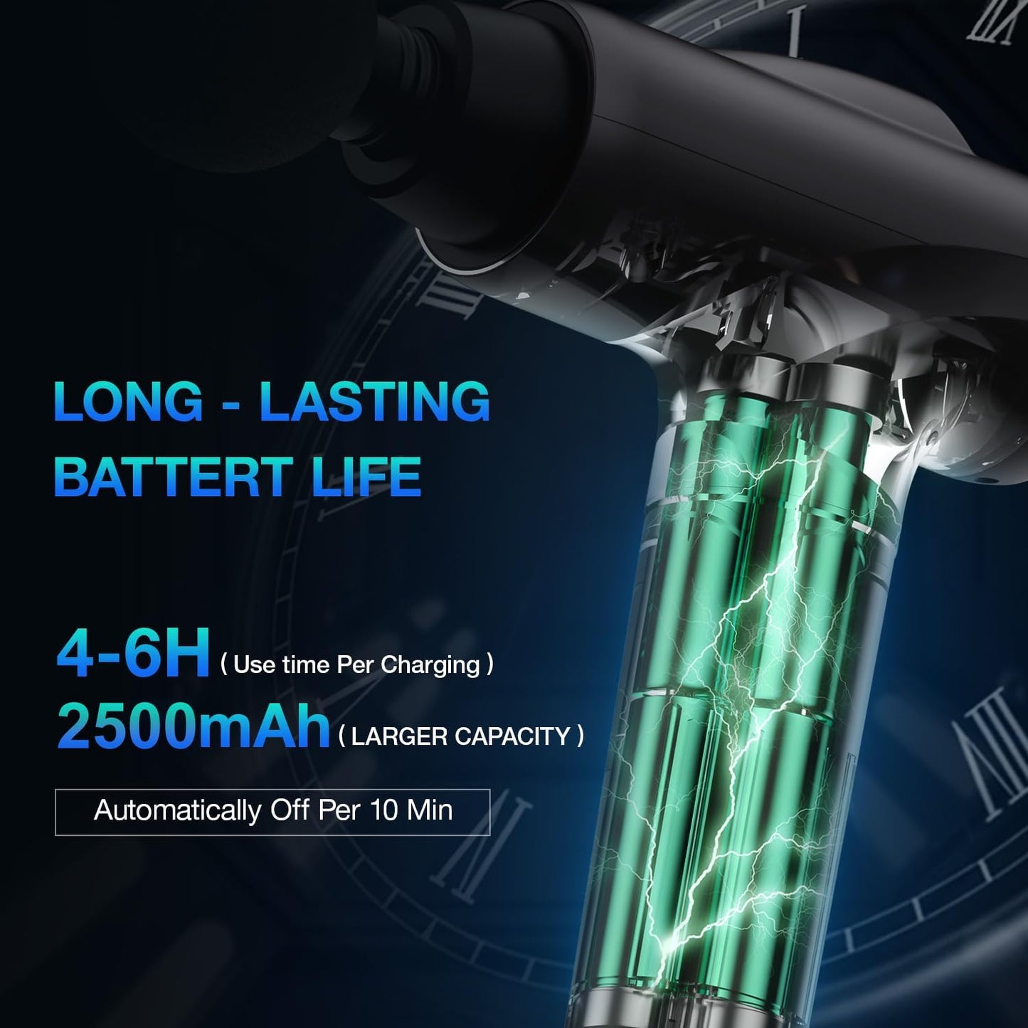 Pistola de masaje OLsky para tejido profundo, masajeador muscular eléctrico portátil, dispositivo de masaje de percusión de alta intensidad para aliviar el dolor con 9 accesorios y 30 velocidades (Gris)