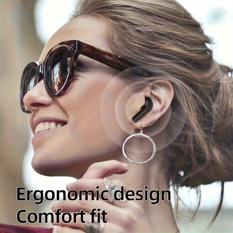 [Auriculares inalámbricos de moda] Auriculares inalámbricos Space Capsule transparentes | Reducción de ruido, carga tipo C, diseño negro elegante, cómodos y ligeros, perfectos para deportes, desplazamientos y entretenimi