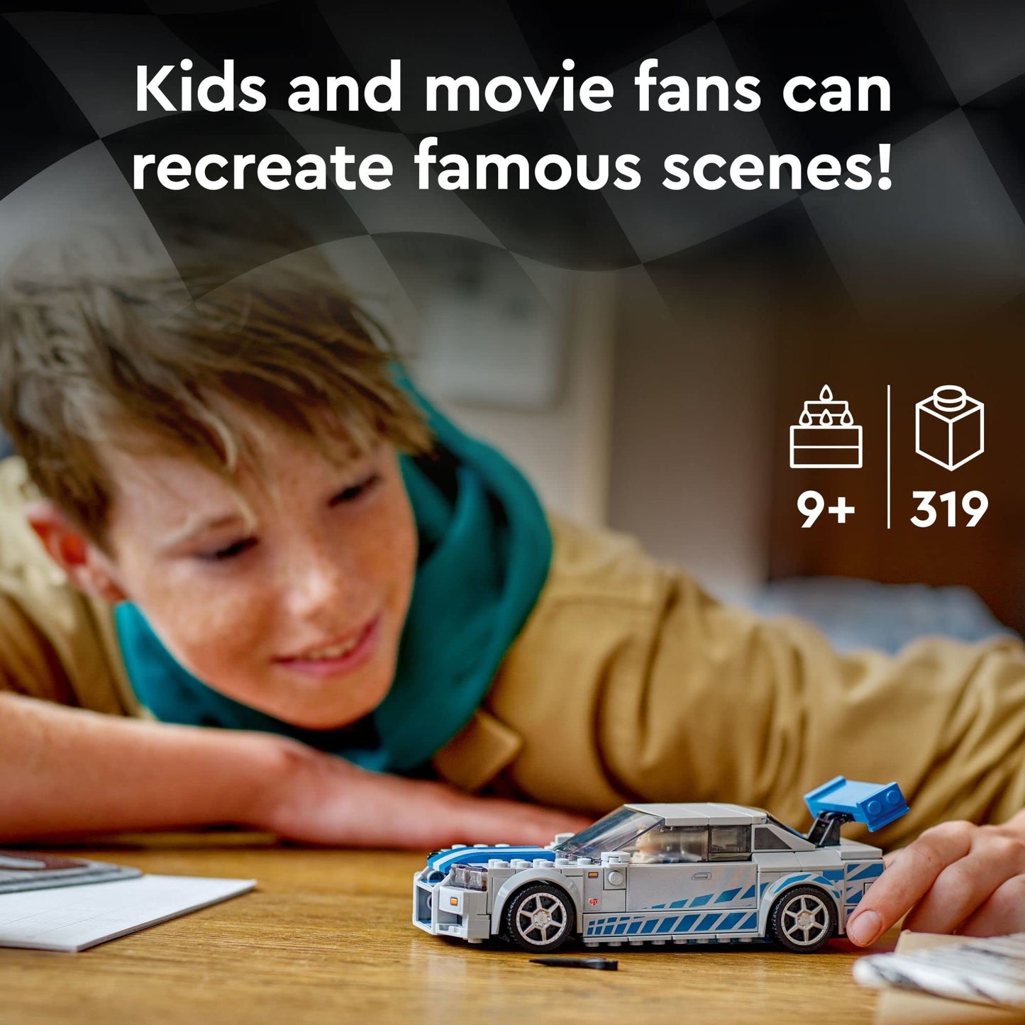 LEGO Speed Champions 2 Fast 2 Furious Nissan Skyline GT-R (R34), Kit de construcción de modelo de coche de carreras, Coleccionable con minifigura de piloto, Set 2023 para niños y niñas de 9 años en adelante 76917