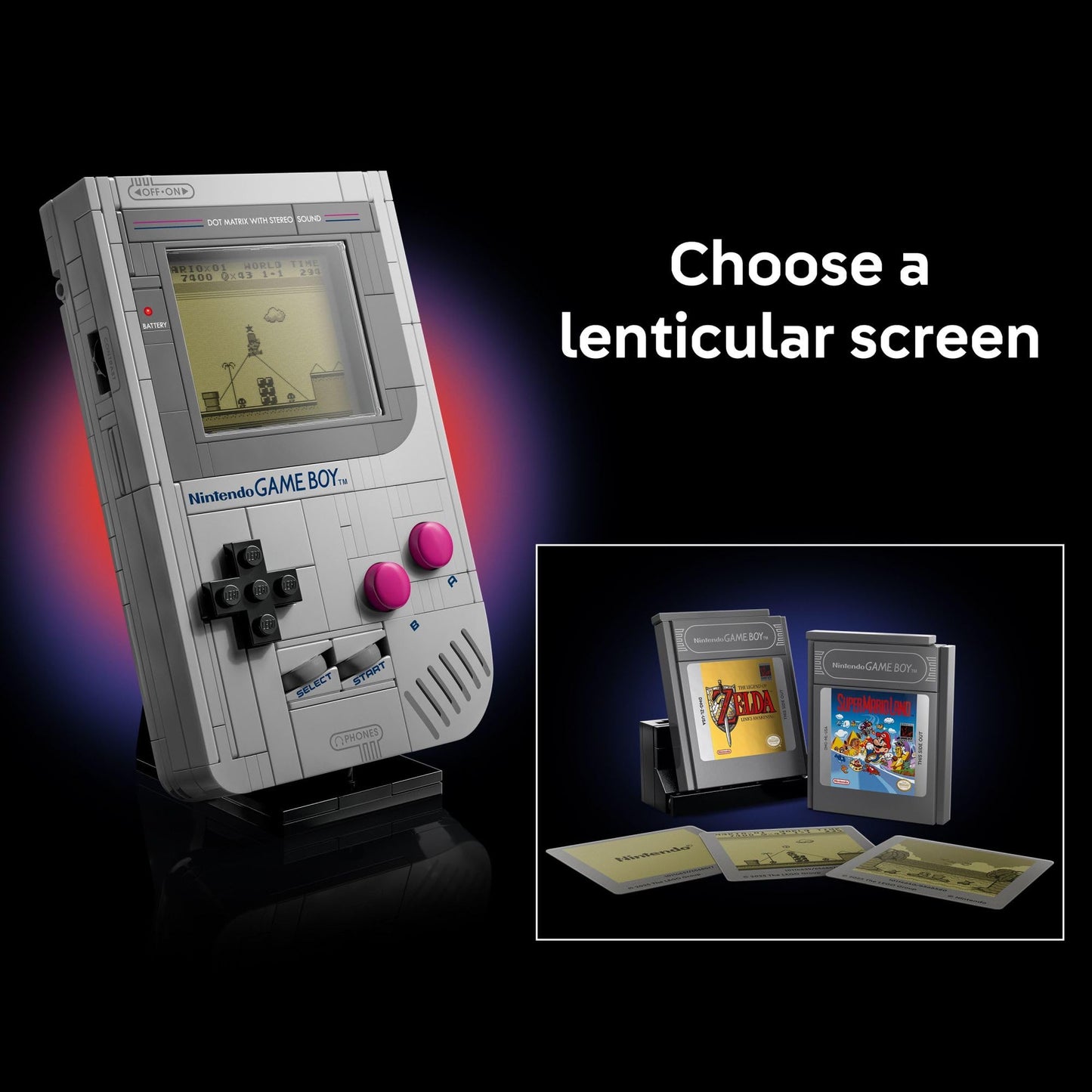 LEGO Super Mario Game Boy - Set de construcción retro para adultos (mayores de 18 años) - Modelo coleccionable con cartuchos y soporte de exhibición - Regalo de cumpleaños para hombres y mujeres - 72046