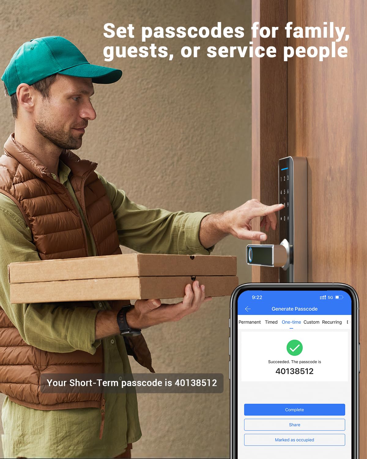 Cerradura inteligente TMEZON, cerradura inteligente con huella dactilar para puerta principal, cerradura de entrada sin llave, cerradura con teclado y manija, cerradura electrónica para puerta resistente a la intemperie IP66, seguridad para el hogar