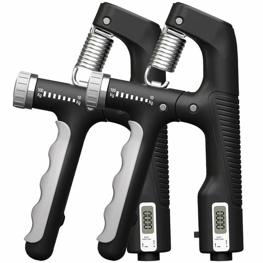 Fortalecedor de agarre manual, paquete de 2, resistencia ajustable de 10 a 100 kg (22-220 lb), ejercitador de antebrazo, entrenador de fuerza de agarre para desarrollo muscular y recuperación de lesiones, manos aeróbicas