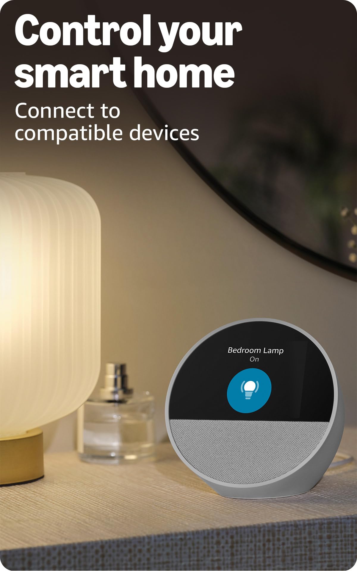 Amazon Echo Spot, ideal para mesitas de noche, oficinas y cocinas, despertador inteligente con Alexa, negro