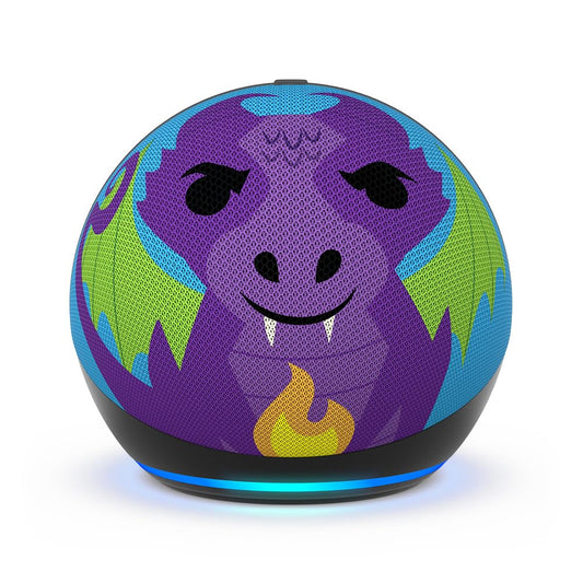 Amazon Echo Dot Kids con Alexa, diseñado para niños, con control parental, incluye 1 año de Amazon Kids+, Dragón