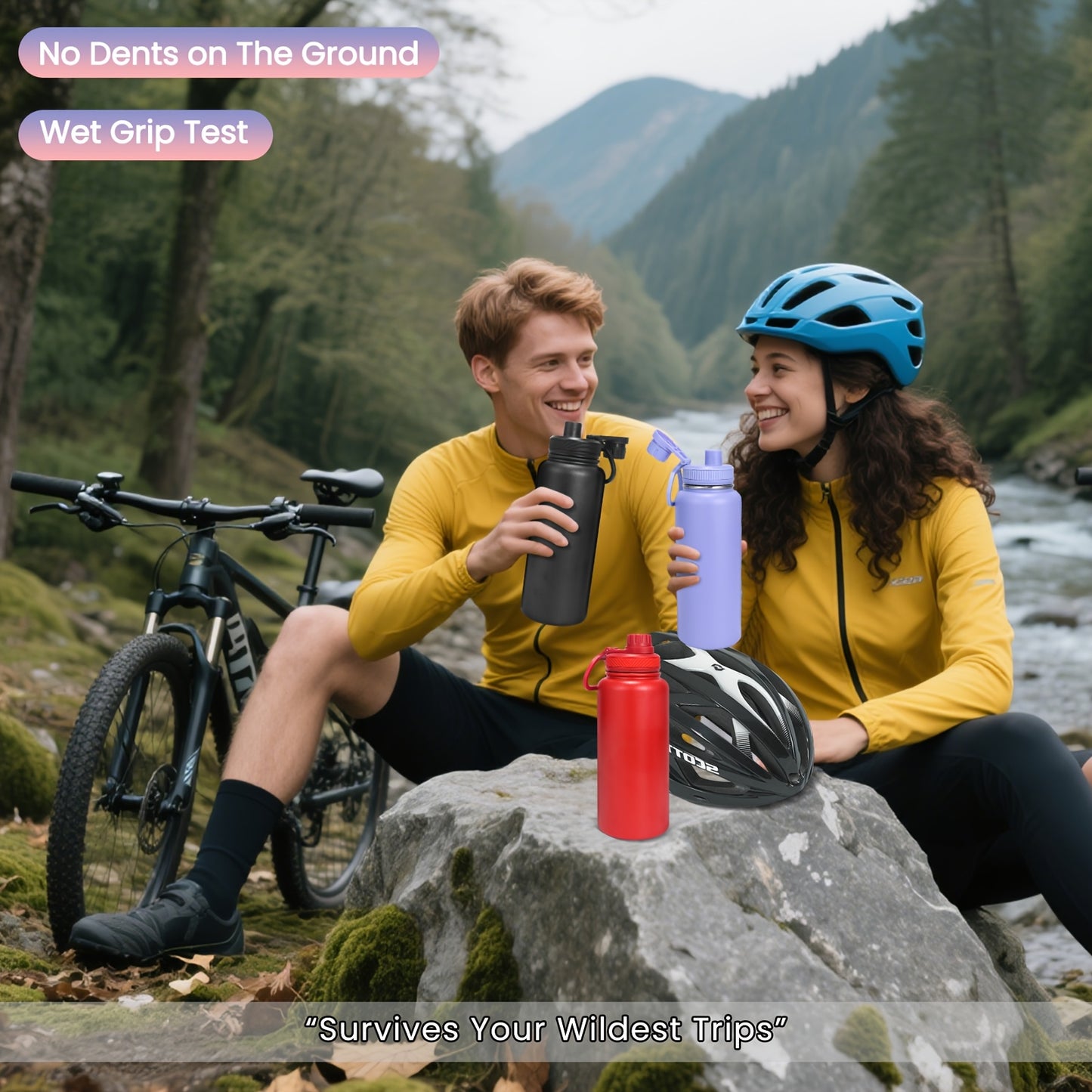 Botella de agua aislada de color sólido de 940 ml, botella deportiva al vacío de gran capacidad de 940 ml con vaso portátil de acero inoxidable a prueba de fugas, para acampar al aire libre, senderismo y conducción.