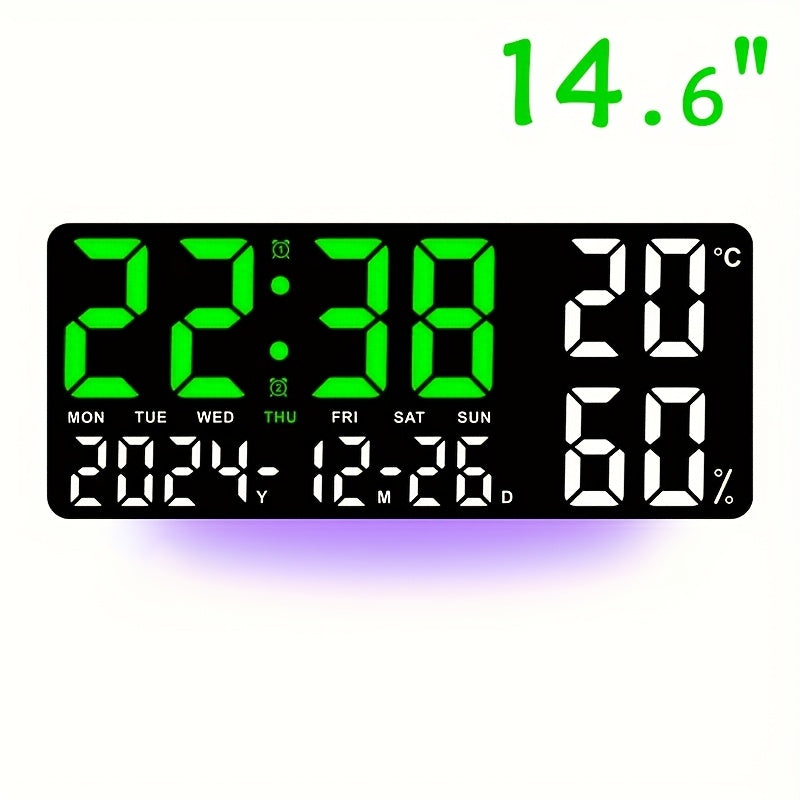 Reloj despertador digital LED extragrande con pantalla extragrande, atenuador automático y control remoto. Reloj moderno grande con temperatura, fecha, semana, temporizador/cuenta regresiva, modo 12/24 h, pantalla LED fácil