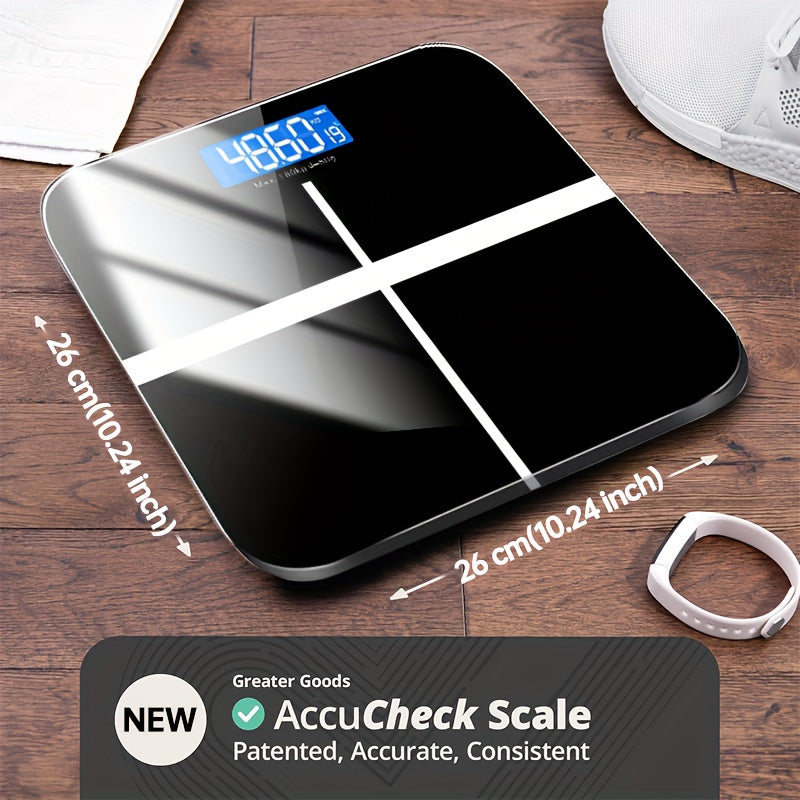 Báscula electrónica de baño inteligente de alta precisión y alta resistencia de 400 lb, diseño mejorado, superficie ampliada, número ilimitado de usuarios, reconocimiento automático, pantalla LCD HD y pantalla de tempe