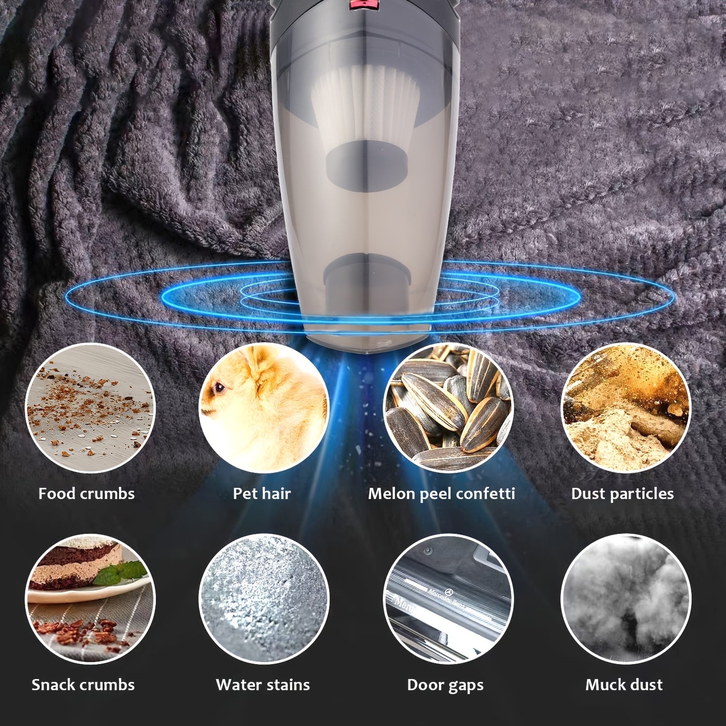 Aspiradora de mano para coche con potente succión de 4200 PA, gran capacidad de 1800 mAh, bajo nivel de ruido, con cinco accesorios a juego para el cuidado del interior del coche, la limpieza del hogar y de mascotas, accesor