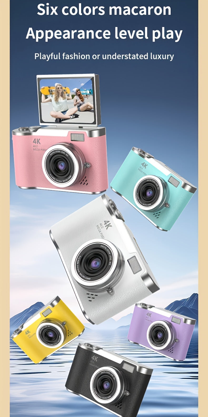 Cámara digital 4K HD con pantalla abatible de 2,4 pulgadas, videocámara profesional para vlogs y fotografía: el regalo perfecto para principiantes en Acción de Gracias y Navidad.