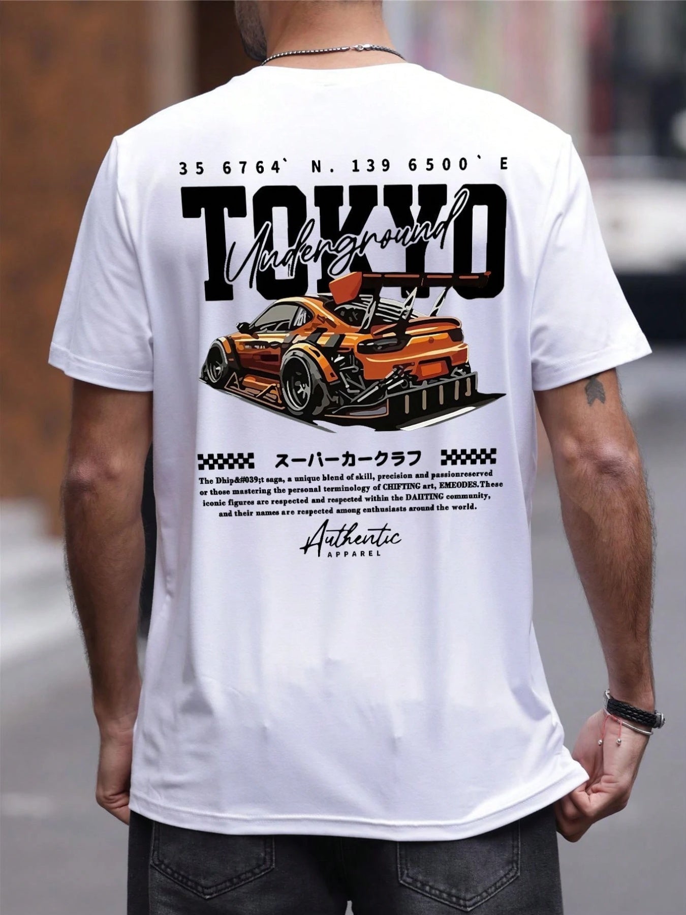 Camiseta gráfica de carreras de Tokio para hombre: diseño de ropa urbana japonesa con cultura JDM, camiseta de manga corta estilo hip-hop, tejido transpirable para ropa informal de primavera y verano y atuendos para entusia