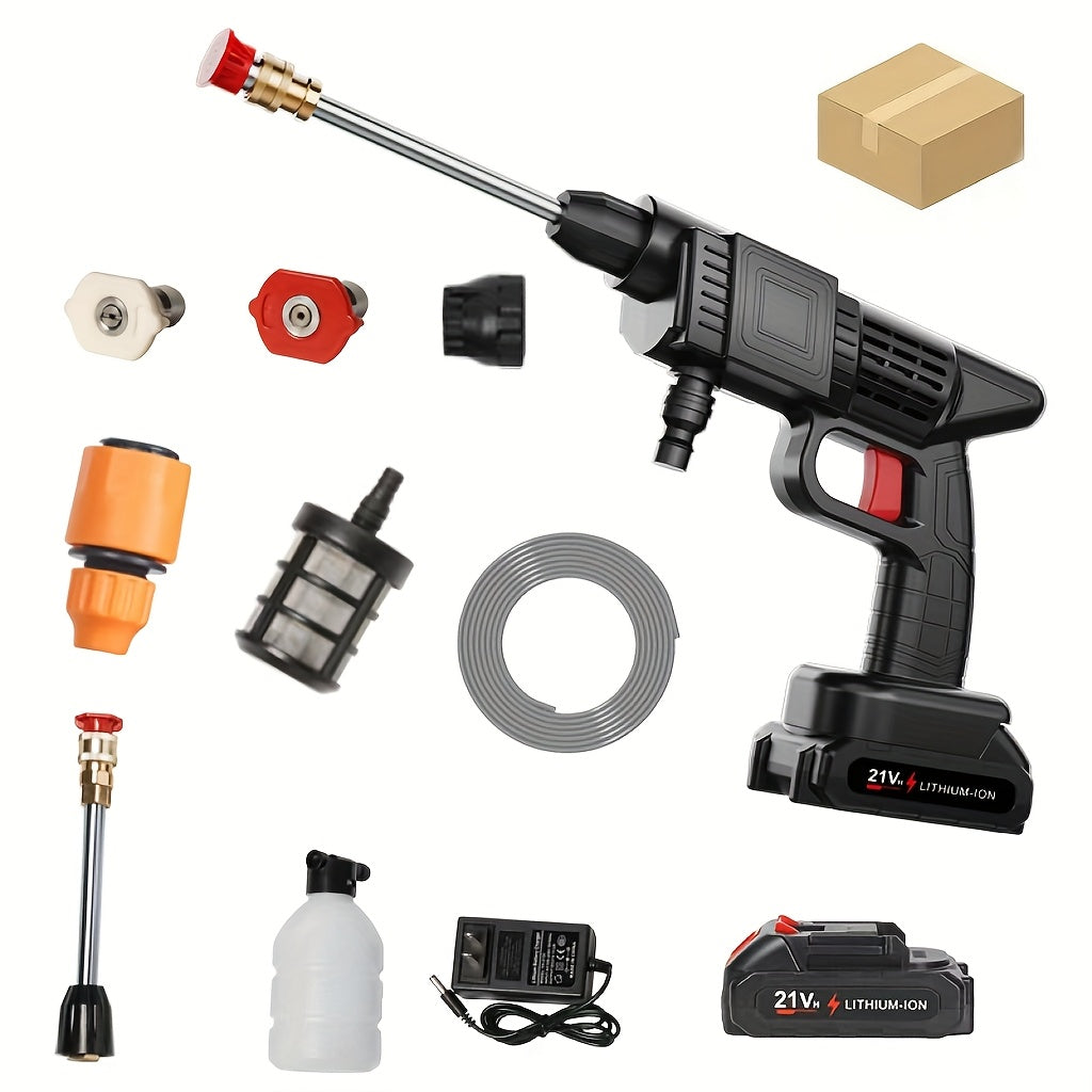 Hidrolavadora inalámbrica con batería recargable, ideal para auto, patio, entrada, jardín y zonas verdes. Boquilla de espuma de acero inoxidable, herramienta portátil para lavado de autos. NAUDHENM
