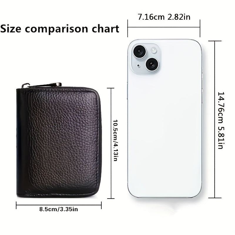 Cartera ultrafina de piel sintética con bloqueo RFID para hombre: 20 ranuras para tarjetas + 2 para DNI, cierre de cremallera seguro, diseño minimalista y elegante, resistente para uso diario y profesional, regalo perfecto