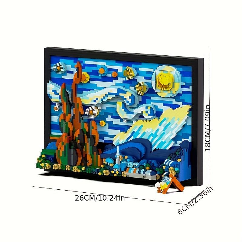 Juego de bloques de construcción 3D de Noche Estrellada para adultos (1731 piezas): reproducciones de pinturas famosas, juguetes de material ABS, decoración del hogar, rompecabezas educativos y creativos, regalos para amant