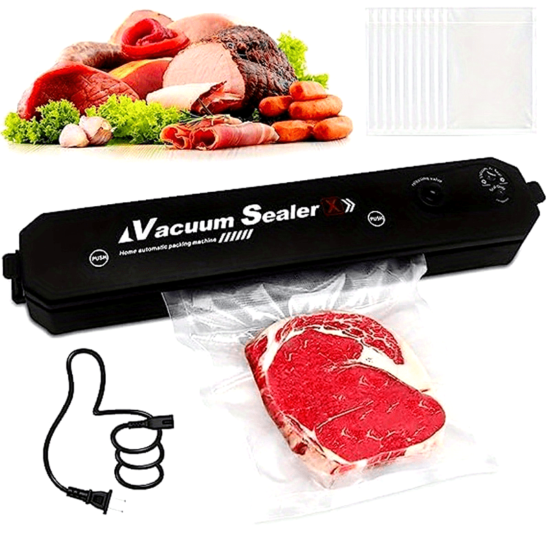 Máquina selladora al vacío, con 50 bolsas selladas para almacenamiento de alimentos y sous vide, sistema automático de sellado de alimentos con aire.
