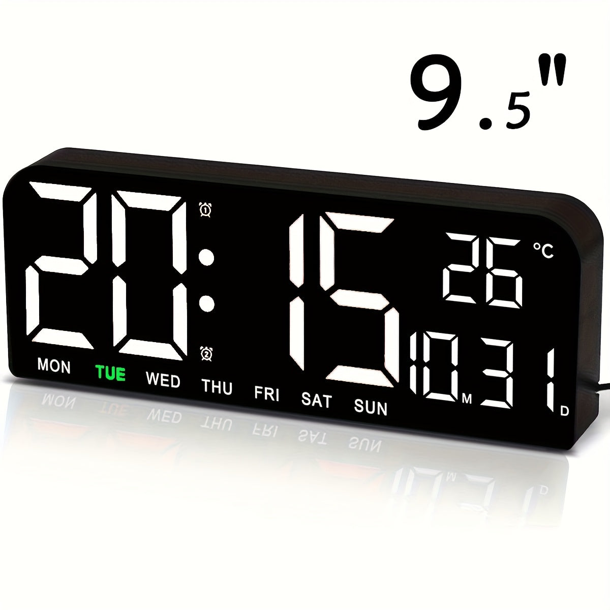 Reloj despertador digital LED extragrande con pantalla extragrande, atenuador automático y control remoto. Reloj moderno grande con temperatura, fecha, semana, temporizador/cuenta regresiva, modo 12/24 h, pantalla LED fácil