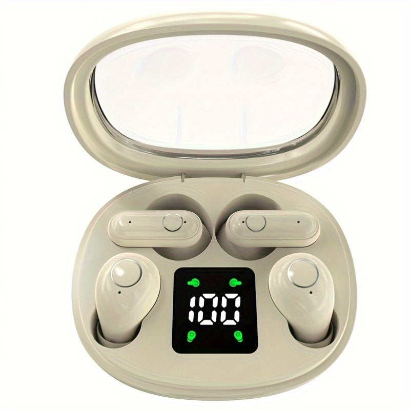 Auriculares inalámbricos deportivos ultracompactos con mango corto, estéreo de graves Hi-Fi, calidad de sonido dual 5.4, reducción de ruido cómoda, pantalla digital de alta definición con micrófono, tiempo de espera ult