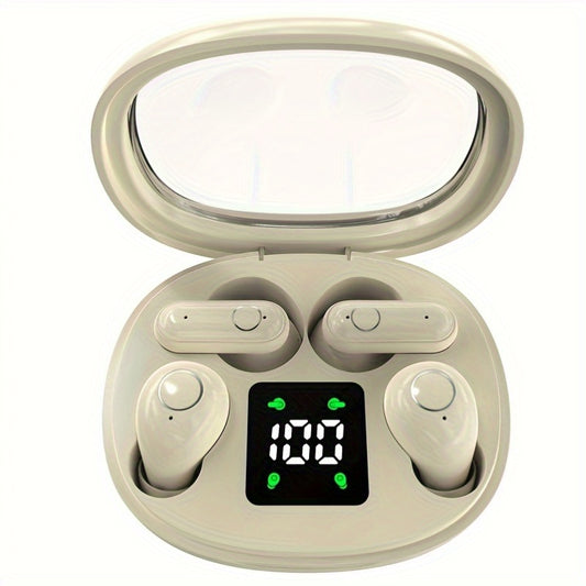 Auriculares inalámbricos deportivos ultracompactos con mango corto, estéreo de graves Hi-Fi, calidad de sonido dual 5.4, reducción de ruido cómoda, pantalla digital de alta definición con micrófono, tiempo de espera ult