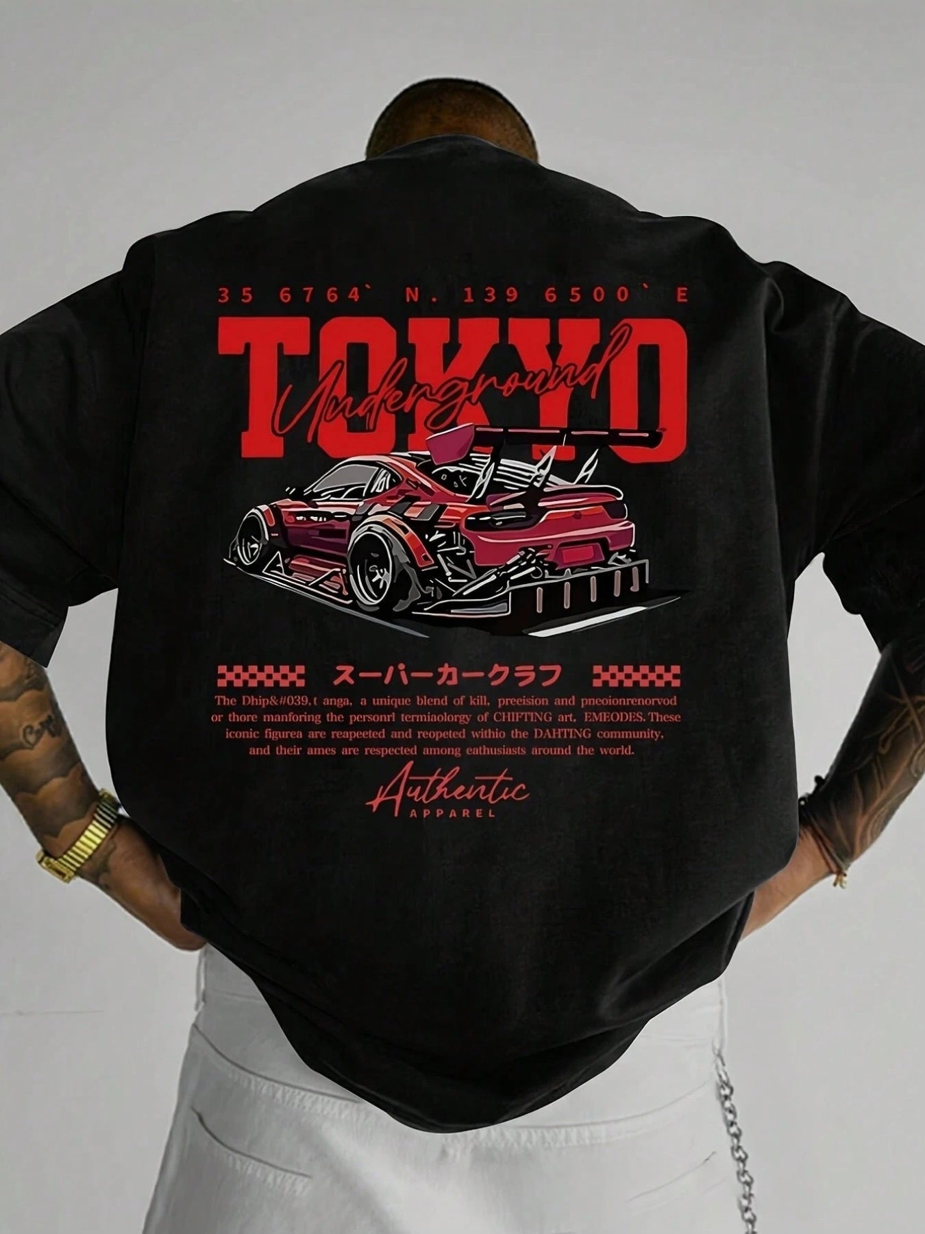 Camiseta gráfica de carreras de Tokio para hombre: diseño de ropa urbana japonesa con cultura JDM, camiseta de manga corta estilo hip-hop, tejido transpirable para ropa informal de primavera y verano y atuendos para entusia