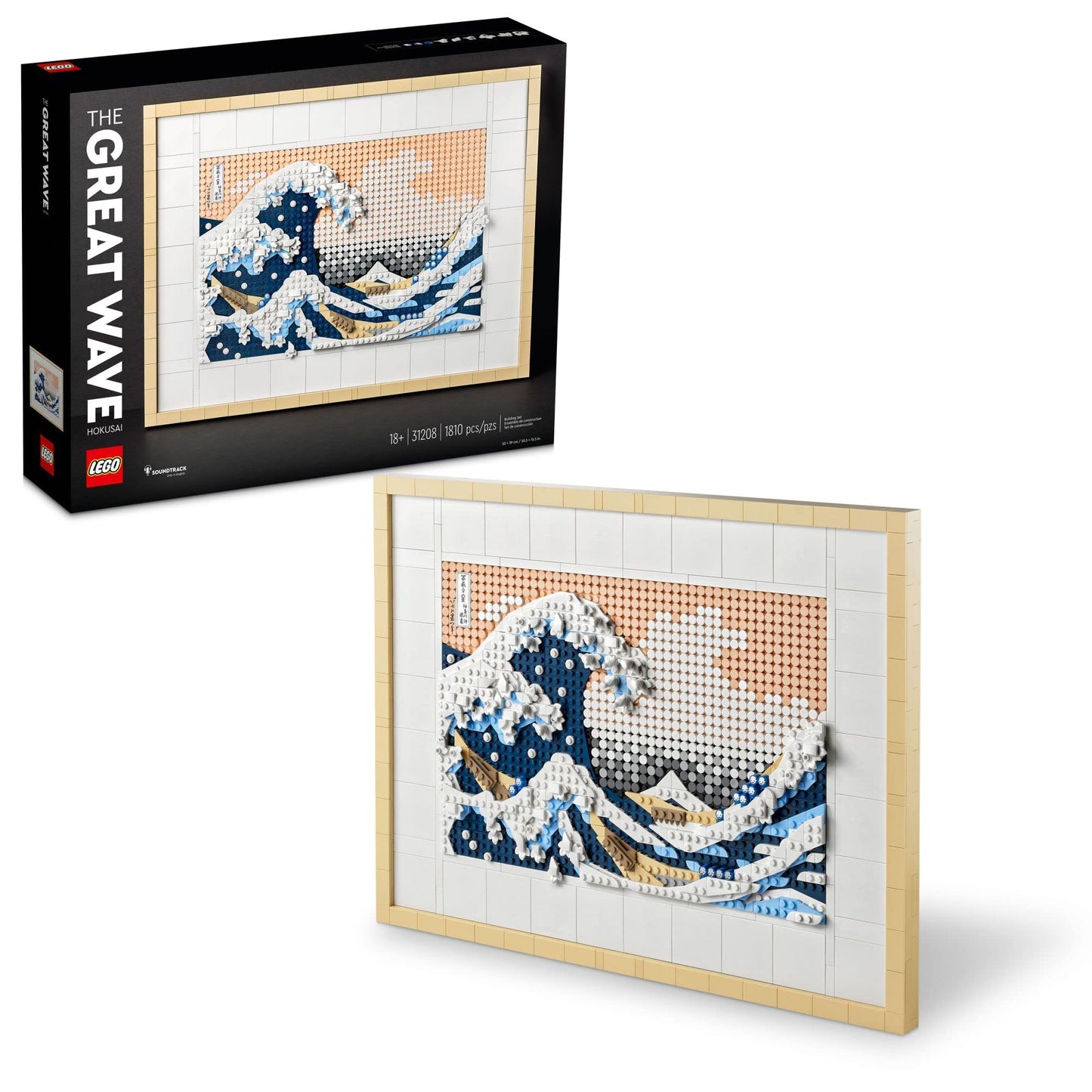 LEGO Art Hokusai La Gran Ola - Set de construcción de arte mural japonés enmarcado - Decoración de pared única para el hogar, la habitación o la oficina - Actividad divertida para adultos mayores de 18 años - Regalo para hombres y mujeres - 31208