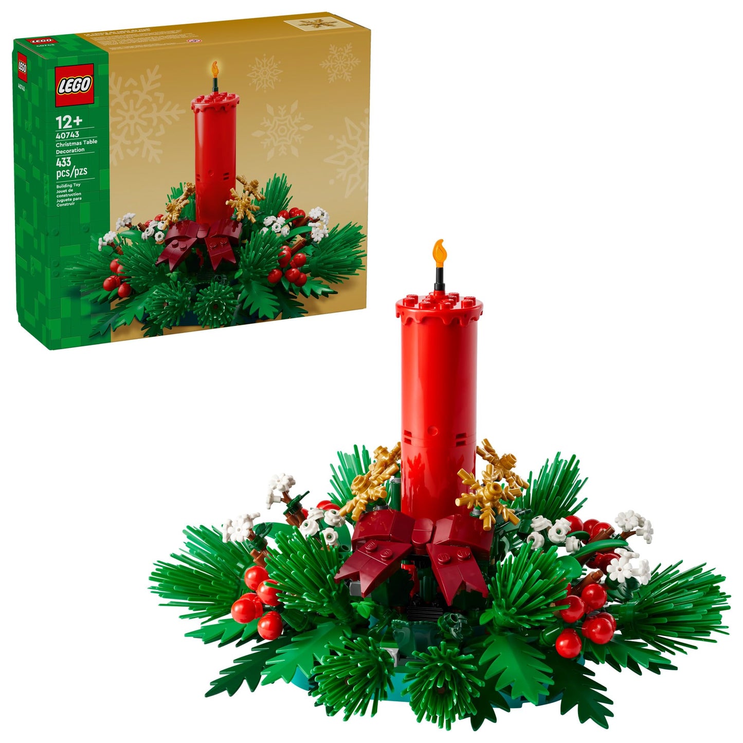 LEGO - Adorno de mesa navideño para niños - Centro de mesa navideño con ladrillos y decoración festiva para la habitación - Manualidad navideña para niñas y niños mayores de 12 años - Idea de regalo para familias - 40743