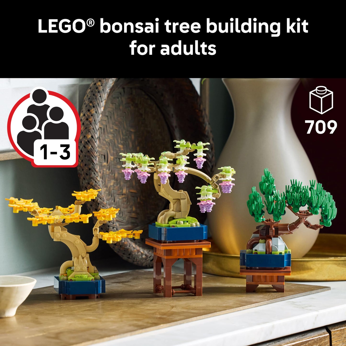 Set de construcción LEGO Botanicals Mini Bonsáis - Bloques de construcción de bonsáis artificiales para adultos (mayores de 18 años) - Decoración DIY para el hogar y la oficina (para hombres y mujeres) - Regalo de Navidad - 10373