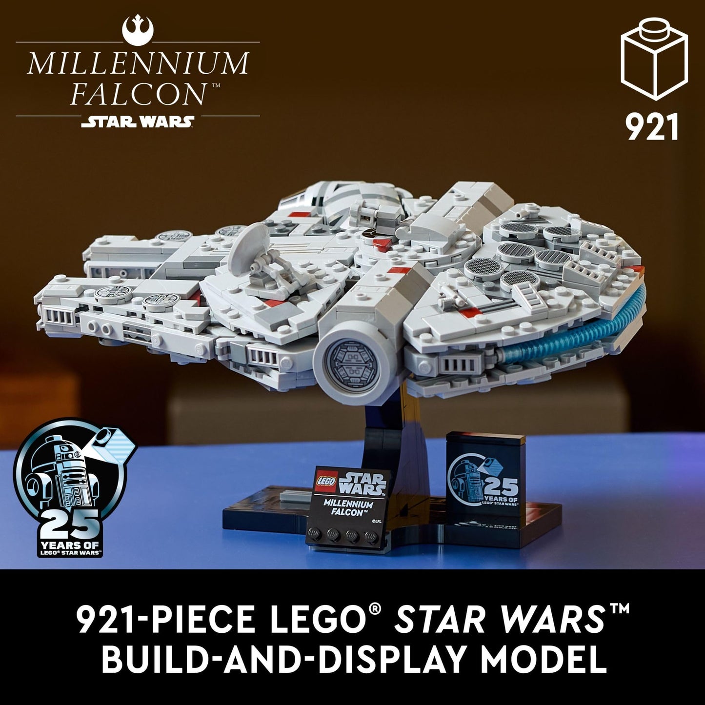 LEGO Star Wars Halcón Milenario: Una Nueva Esperanza - Modelo Coleccionable 25 Aniversario - Set de Construcción DIY para Adultos (Mayores de 18 Años) - Incluye Soporte de Exhibición - Regalo Star Wars - 75375