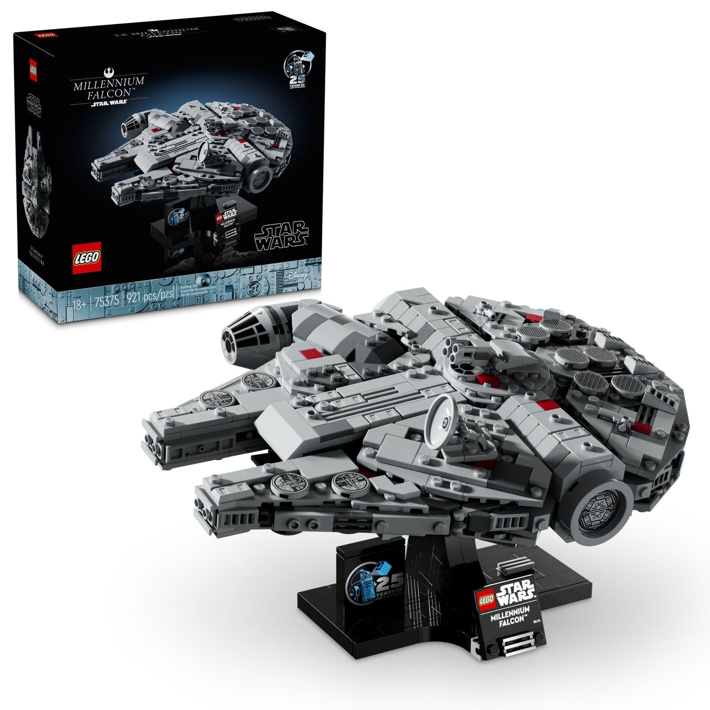 LEGO Star Wars Halcón Milenario: Una Nueva Esperanza - Modelo Coleccionable 25 Aniversario - Set de Construcción DIY para Adultos (Mayores de 18 Años) - Incluye Soporte de Exhibición - Regalo Star Wars - 75375