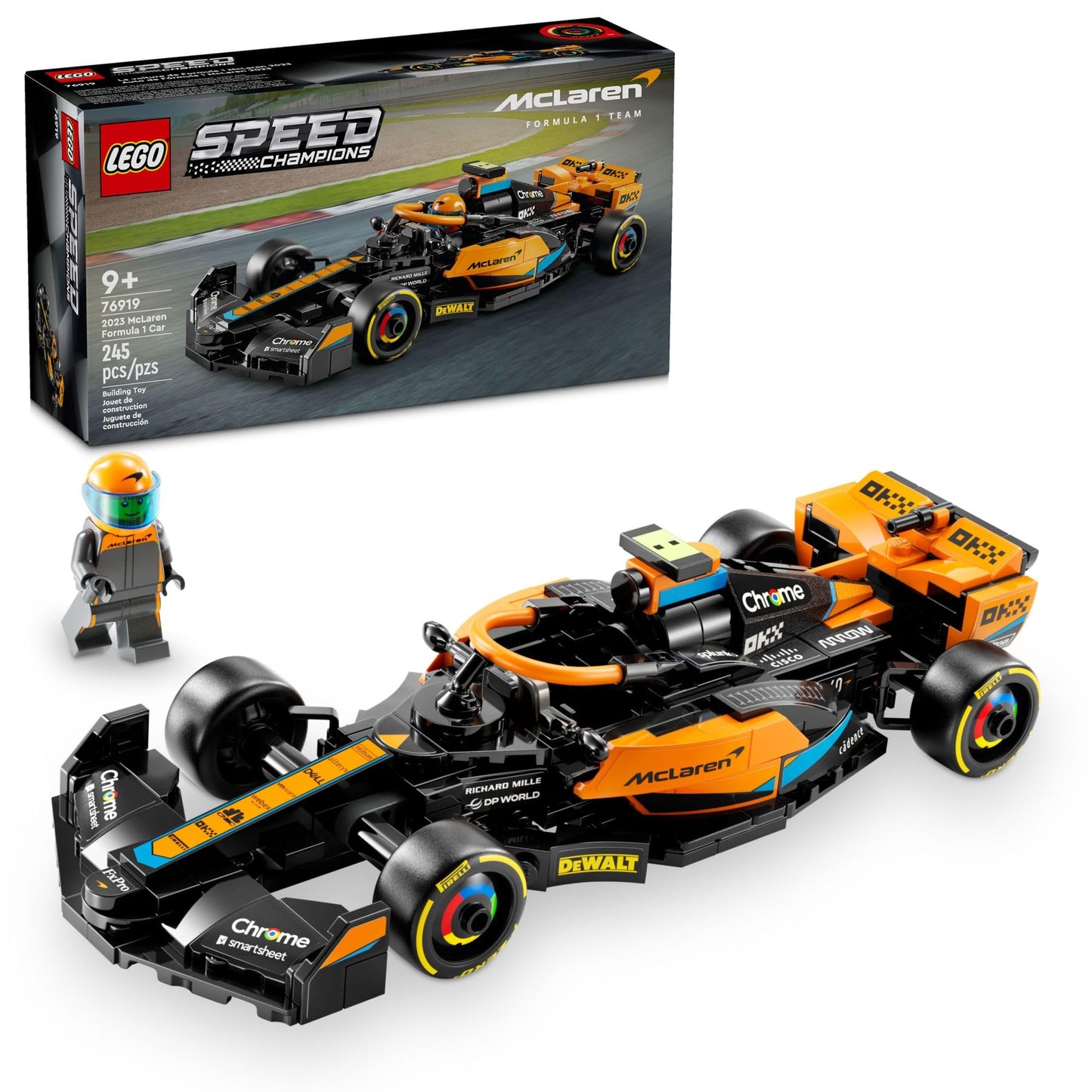 LEGO Speed Champions 2023 McLaren Fórmula 1, coche de carreras de juguete para jugar y exhibir. Set de construcción McLaren para niños. Ideal como regalo para niños y niñas a partir de 9 años que disfrutan del juego independiente. 76919