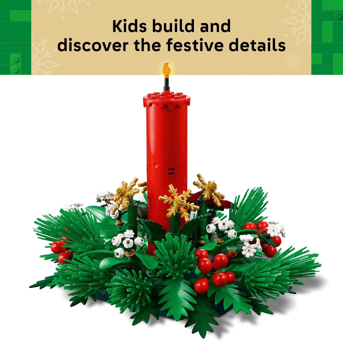 LEGO - Adorno de mesa navideño para niños - Centro de mesa navideño con ladrillos y decoración festiva para la habitación - Manualidad navideña para niñas y niños mayores de 12 años - Idea de regalo para familias - 40743