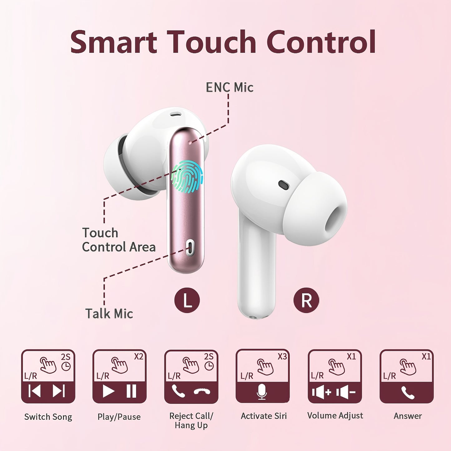 Auriculares inalámbricos 5.3 con sonido estéreo de graves, micrófono con cancelación de ruido y pantalla LED, intraaurales, 40 horas de reproducción, aptos para portátiles, tabletas, teléfonos móviles y para practicar