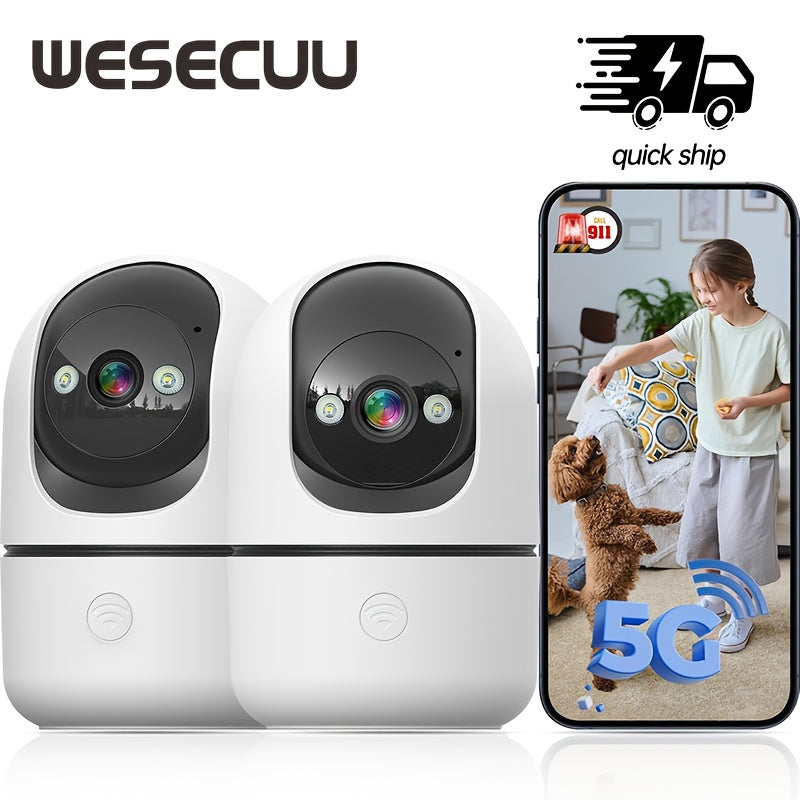 Cámara de seguridad 2K para interiores, monitor de bebés para mascotas, cámara de 360 grados para seguridad del hogar inalámbrica, cámara para perros con WiFi de 2,4 y 5 GHz, grabación continua, cámara para niñe