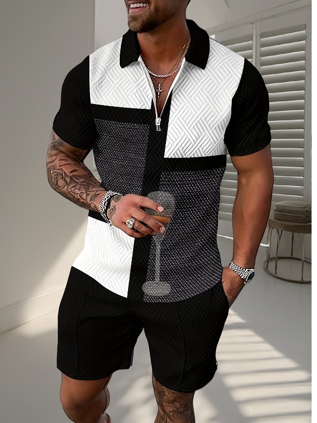 Conjunto de 2 piezas de manga corta y pantalón corto deportivo para hombre: ideal para el gimnasio y la calle | Traje deportivo