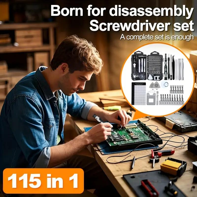 Juego de destornilladores de precisión 115 en 1, minikit profesional de herramientas de reparación magnética, destornillador pequeño para teléfono, ordenador, reloj, portátil, MacBook, consola de juegos, electrónica, j