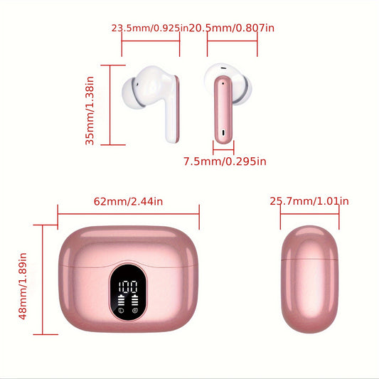 Auriculares inalámbricos 5.3 con sonido estéreo de graves, micrófono con cancelación de ruido y pantalla LED, intraaurales, 40 horas de reproducción, aptos para portátiles, tabletas, teléfonos móviles y para practicar